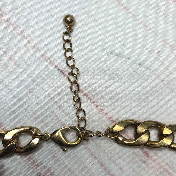 Necklace Chunky Gold Chain Loop Links Adjustable Retro - Picture 4 of 5